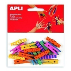 PINZAS APLI MADERA COLORES...